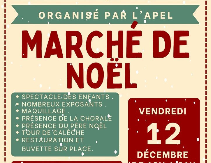 Marché de Noël organisé par l’Apel de l’école de la Poitevinière